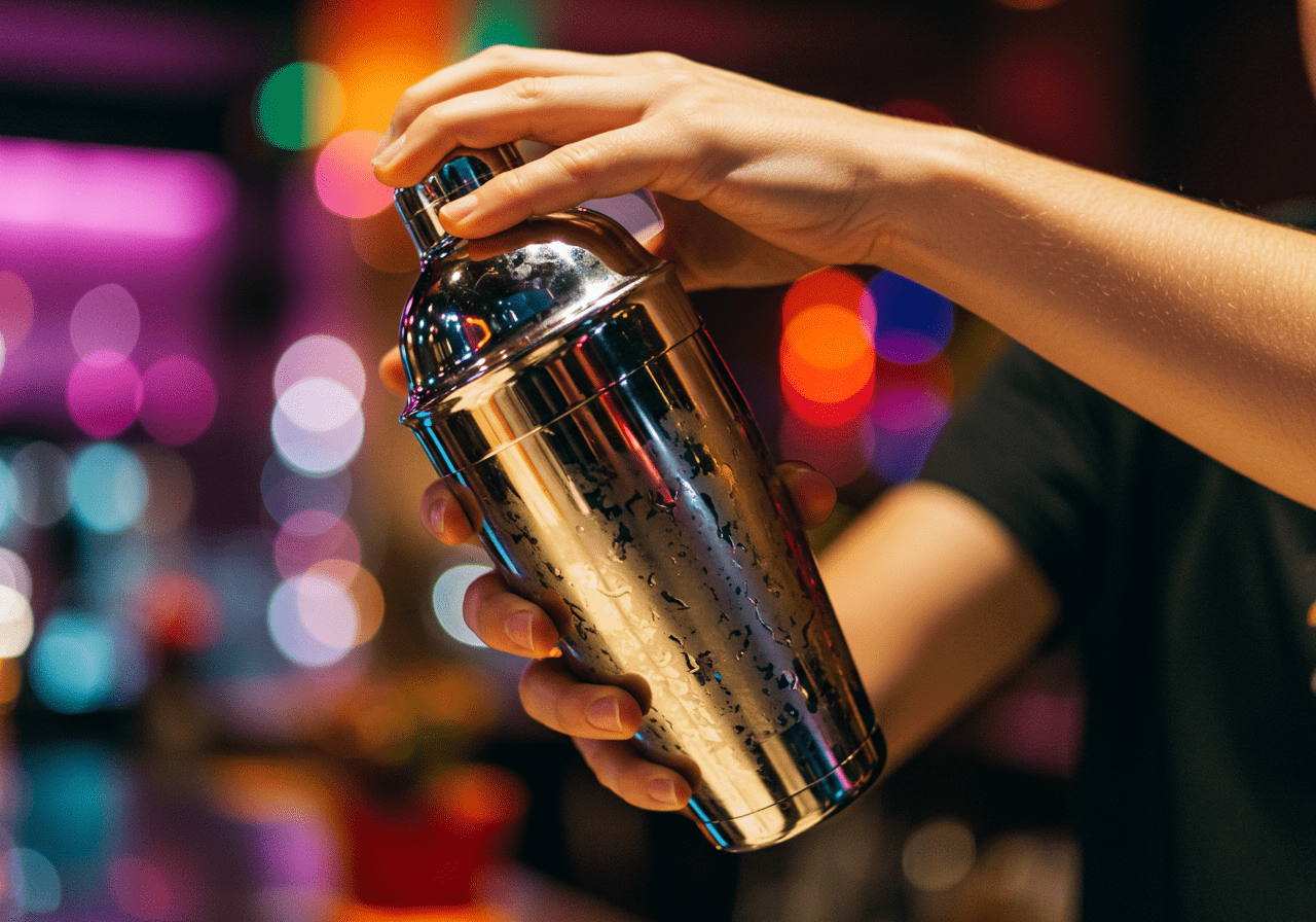 Mix your Licor 43 drinks with creative Licor 43 recipes in a lively bar atmosphere, showcasing cocktail mixing techniques.
