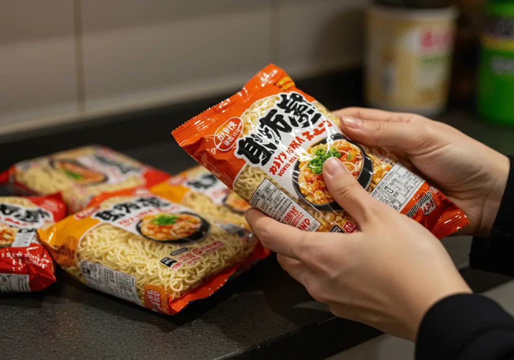 Checking for signs of spoilage in ramen noodles, important tips on ramen noodle storage and safety.