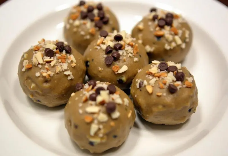 Delicious Almond Butter Energy Balls garnished and served for a healthy snack.
