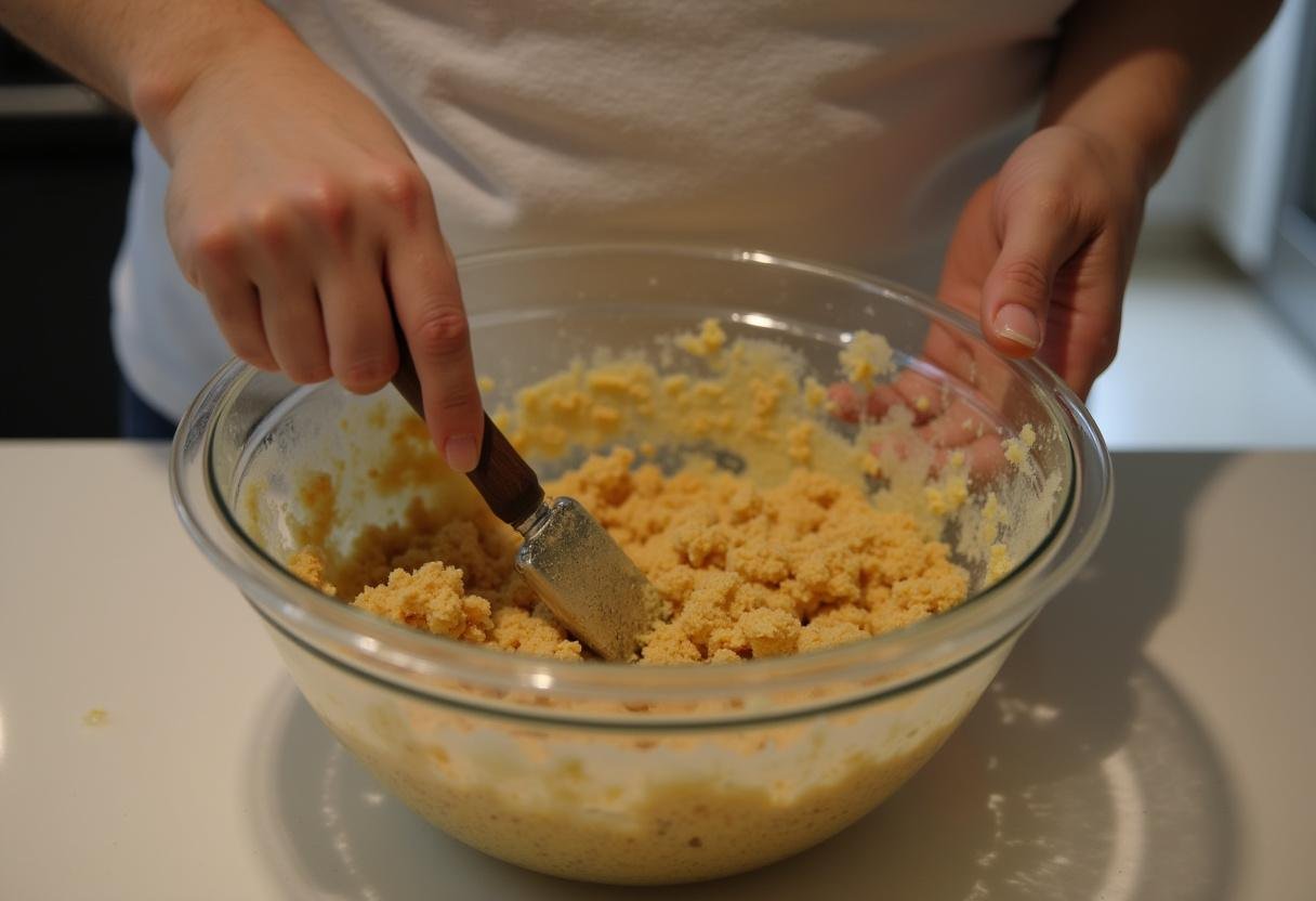 Mixed ingredients for Almond Butter Energy Balls ready to be formed.