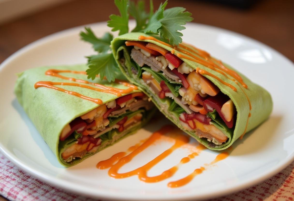 Finished Bold Chipotle Grilled Veggie Wrap served on a plate, ideal for a healthy meal.
