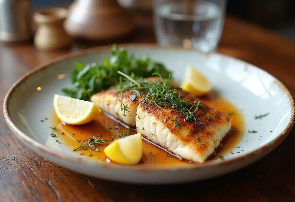 Perfectly broiled tilapia garnished with herbs and lemon, ideal for a delicious meal.