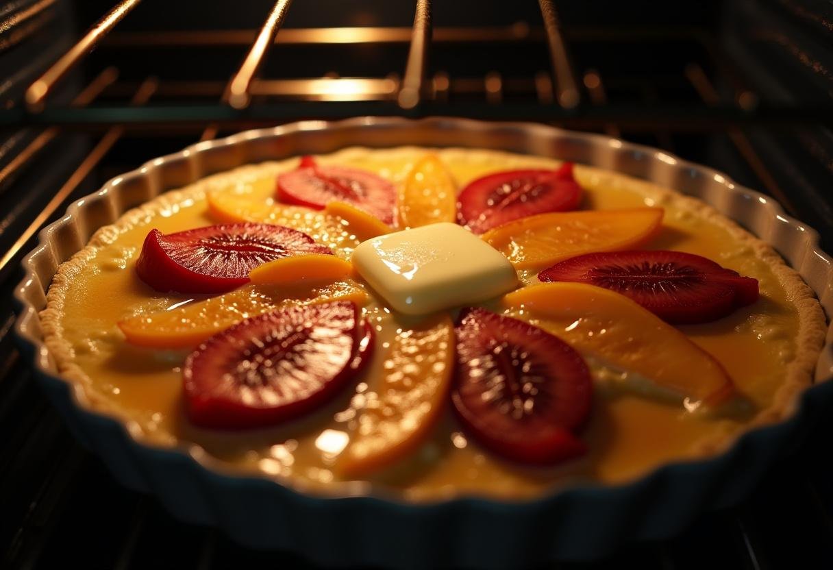 Classic Cobbler being placed into the oven to bake until golden brown.