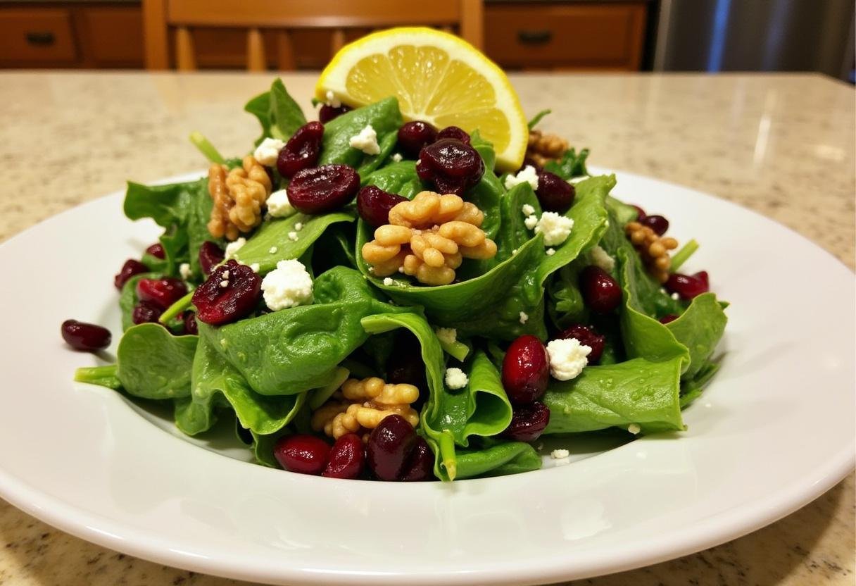Finished Cranberry Walnut Salad, colorful and appetizing, perfect for a healthy meal.