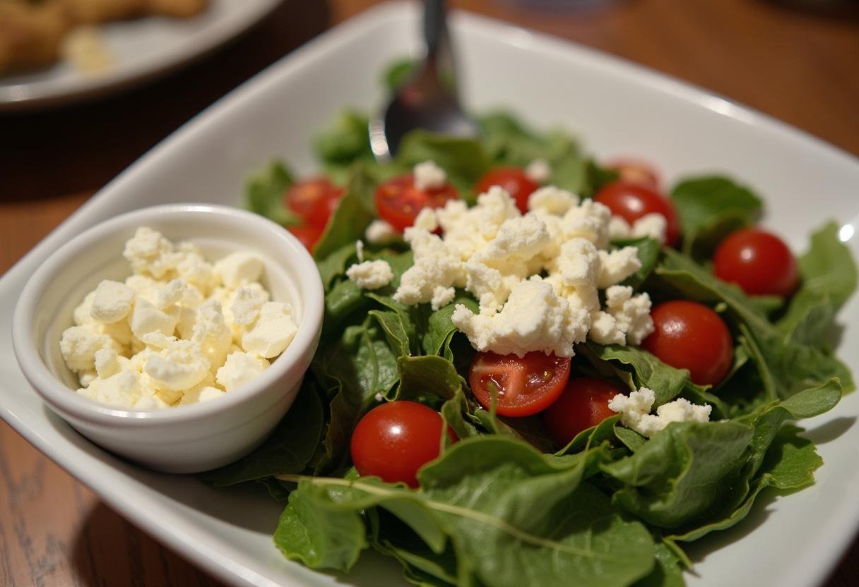 Feta cheese ready to be added on top of the Cranberry Walnut Salad for added flavor.