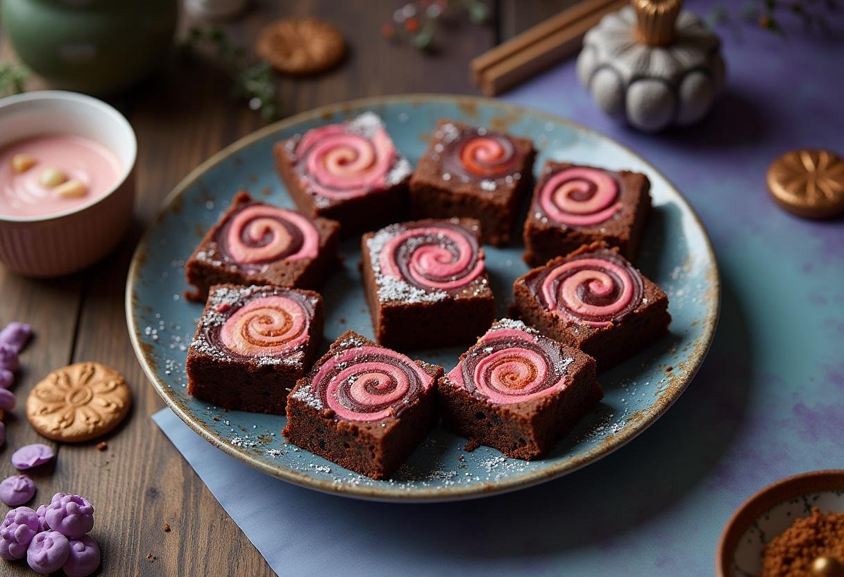 Finished Doctor Strange's Mystic Arts Swirl Brownies with colorful swirls, perfect for sharing.