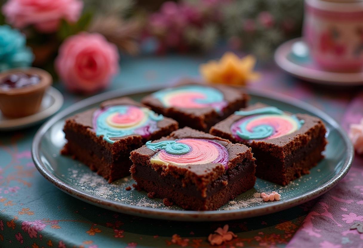 Finished Doctor Strange's Mystic Arts Swirl Brownies with colorful swirls, perfect for sharing.