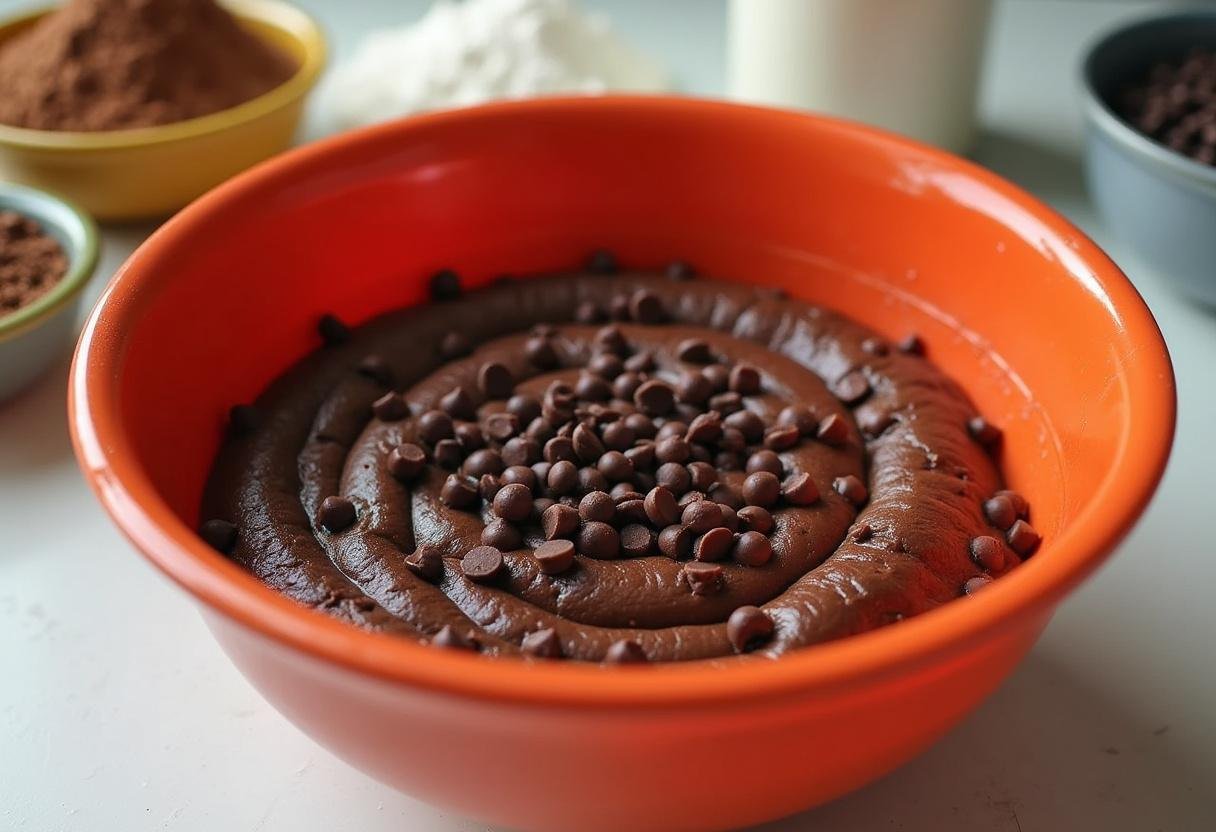 Rich brownie batter prepared for Doctor Strange's Mystic Arts Swirl Brownies.