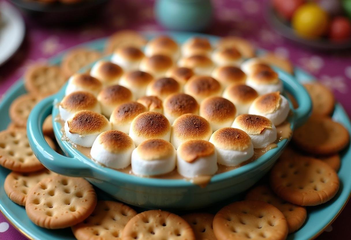 Delicious Easter Peeps S'mores Dip ready to serve, perfect for Easter gatherings.