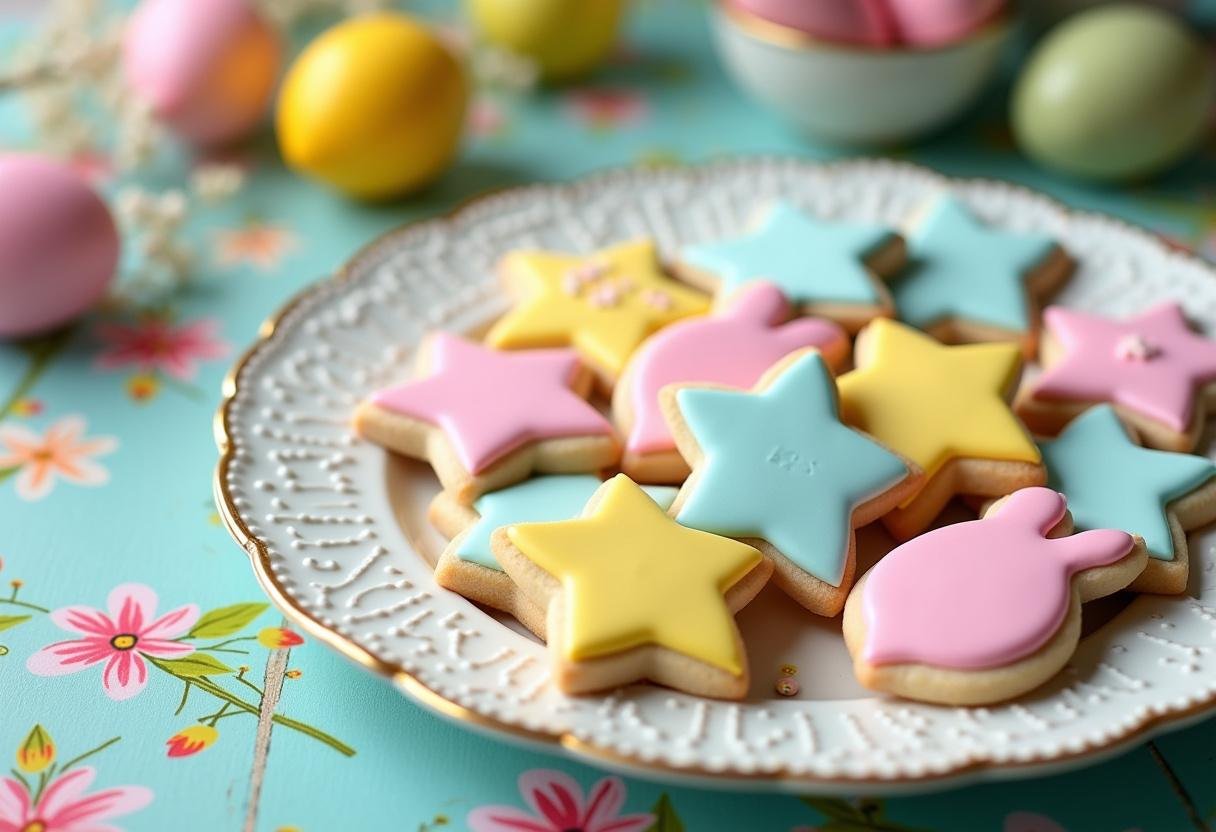 Beautifully decorated Easter Sugar Cookies in vibrant colors, ideal for spring celebrations.