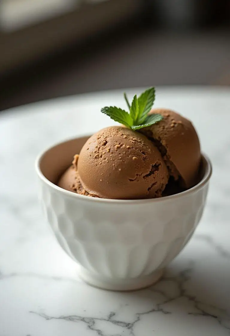 Delicious homemade coffee ice cream served in a bowl, perfect for dessert.