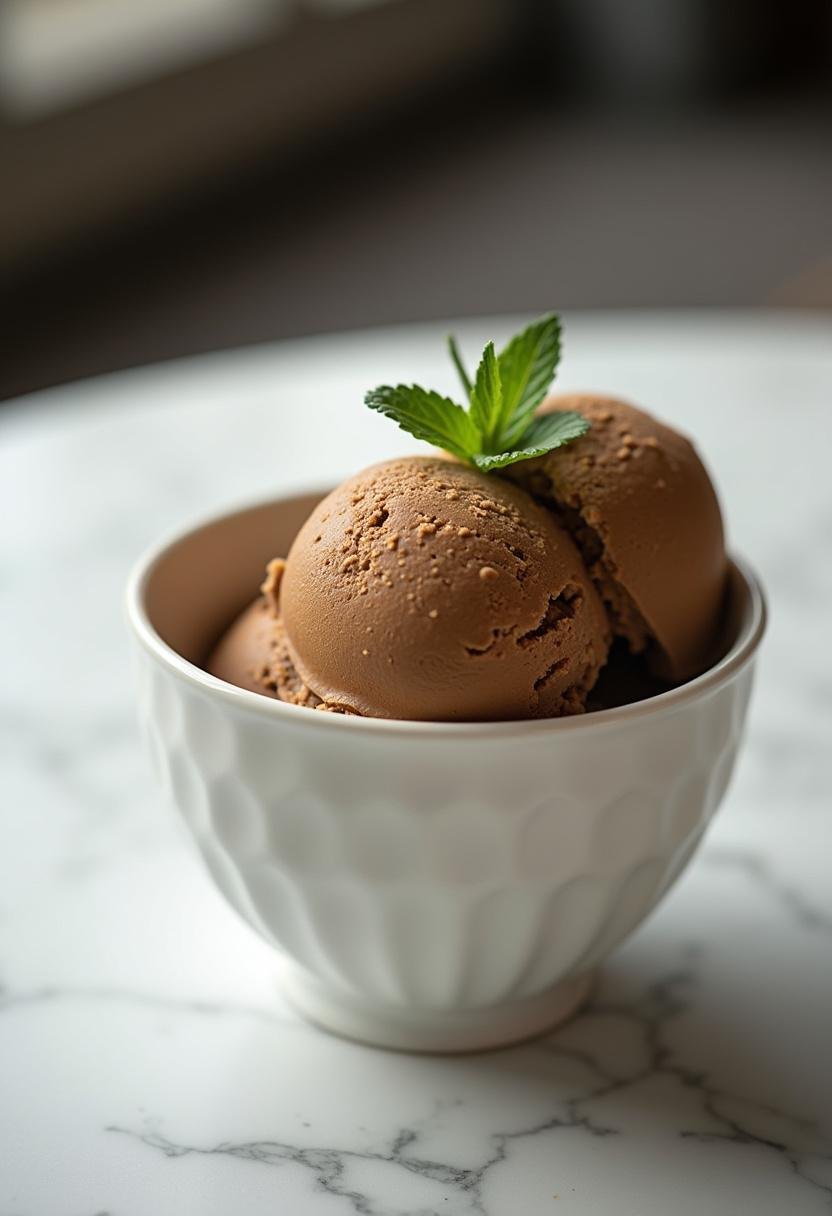 Delicious homemade coffee ice cream served in a bowl, perfect for dessert.