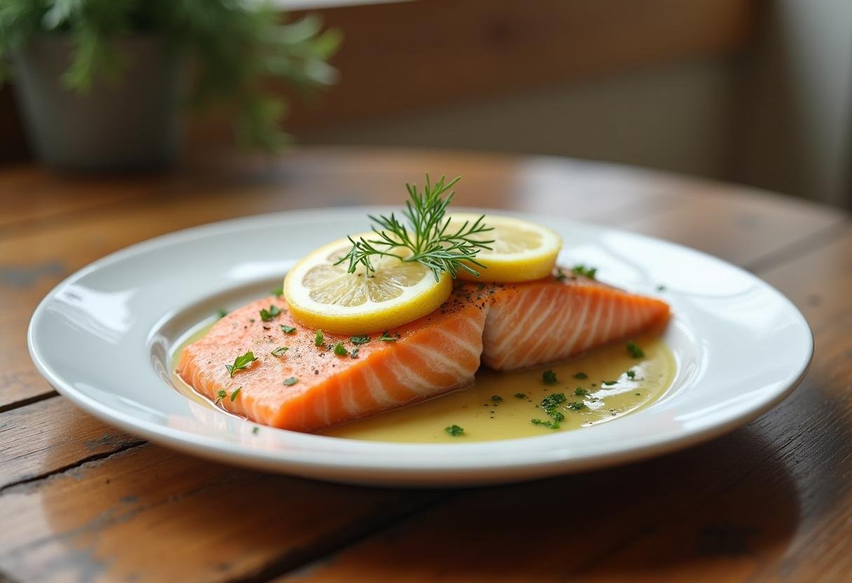 Gourmet Lemon Dill Salmon presentation, perfect for a healthy and delicious meal.