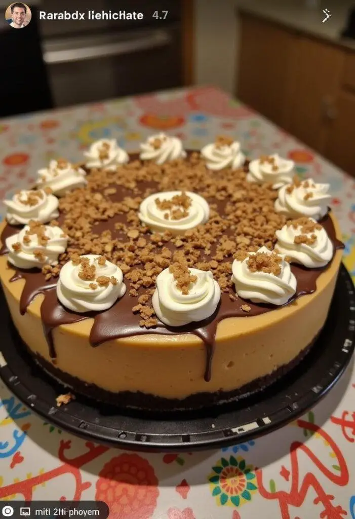 Delicious Peanut Butter Dream Cheesecake with toppings, ready for dessert at any celebration.