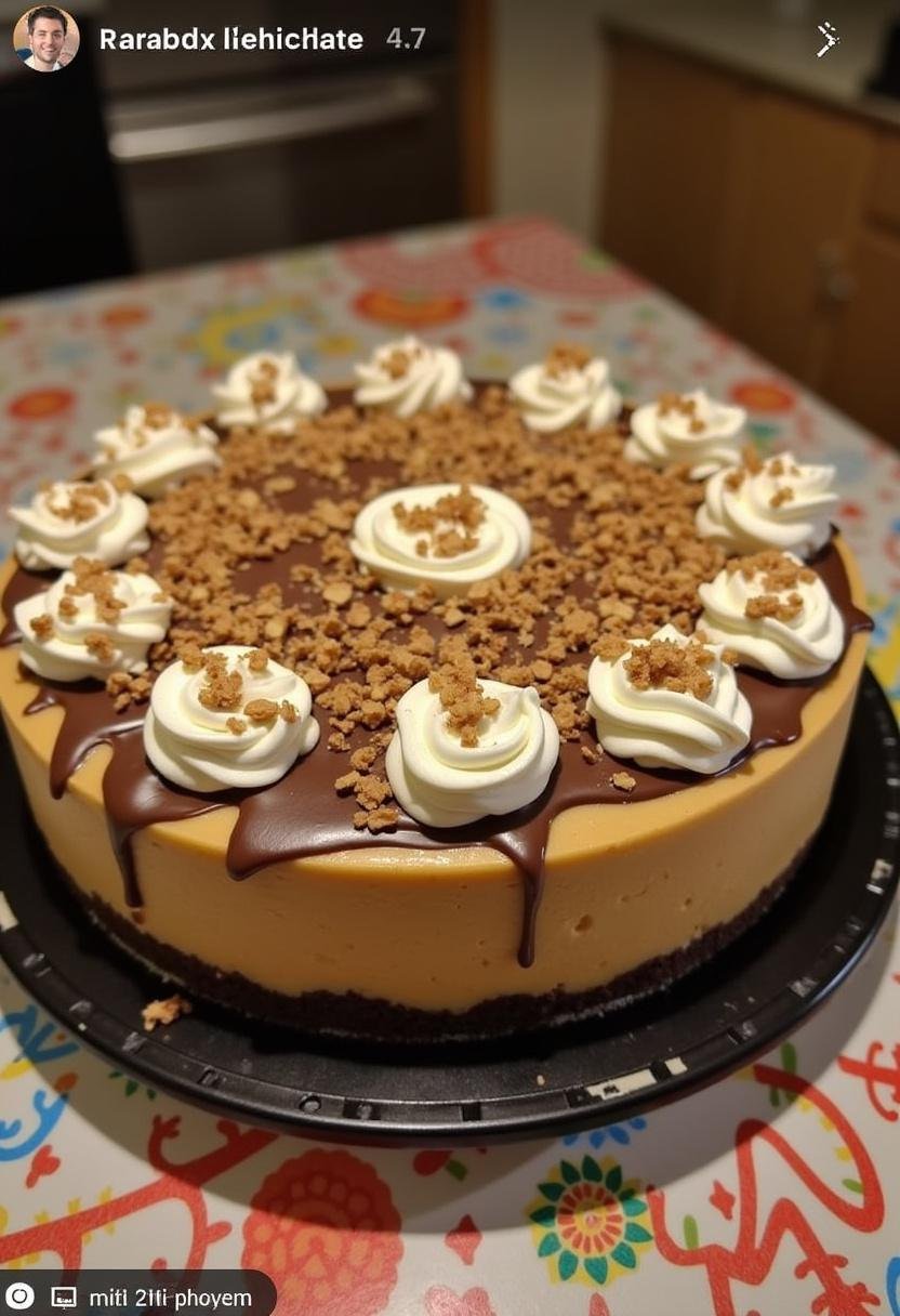 Delicious Peanut Butter Dream Cheesecake with toppings, ready for dessert at any celebration.