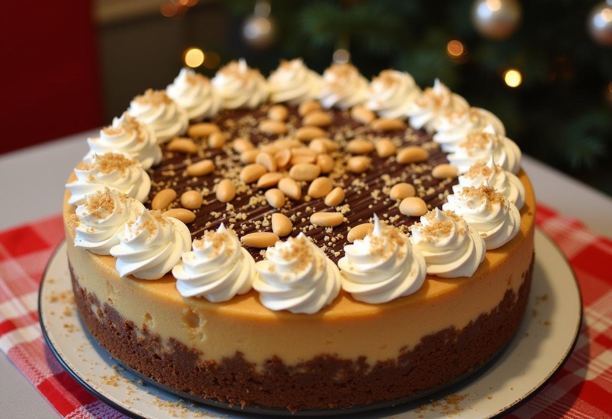 Delicious Peanut Butter Dream Cheesecake with toppings, ready for dessert at any celebration.