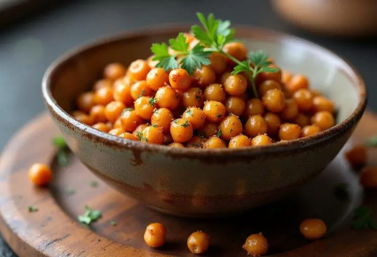 Deliciously roasted chickpeas ready to enjoy as a crunchy snack or healthy appetizer.