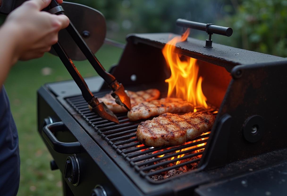 Preheated grill ready for cooking Sizzling Steakhouse Grilled Chicken.