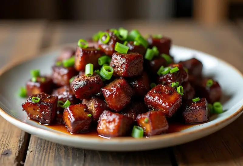 Delicious BBQ beef brisket burnt ends served on a platter, ideal for BBQ gatherings.