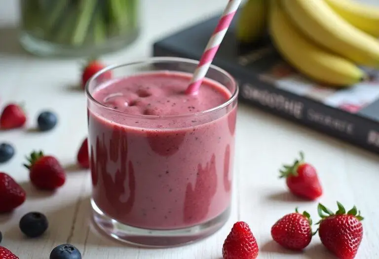 Delicious superfood smoothie served on a beautifully decorated table, ideal for a healthy lifestyle.