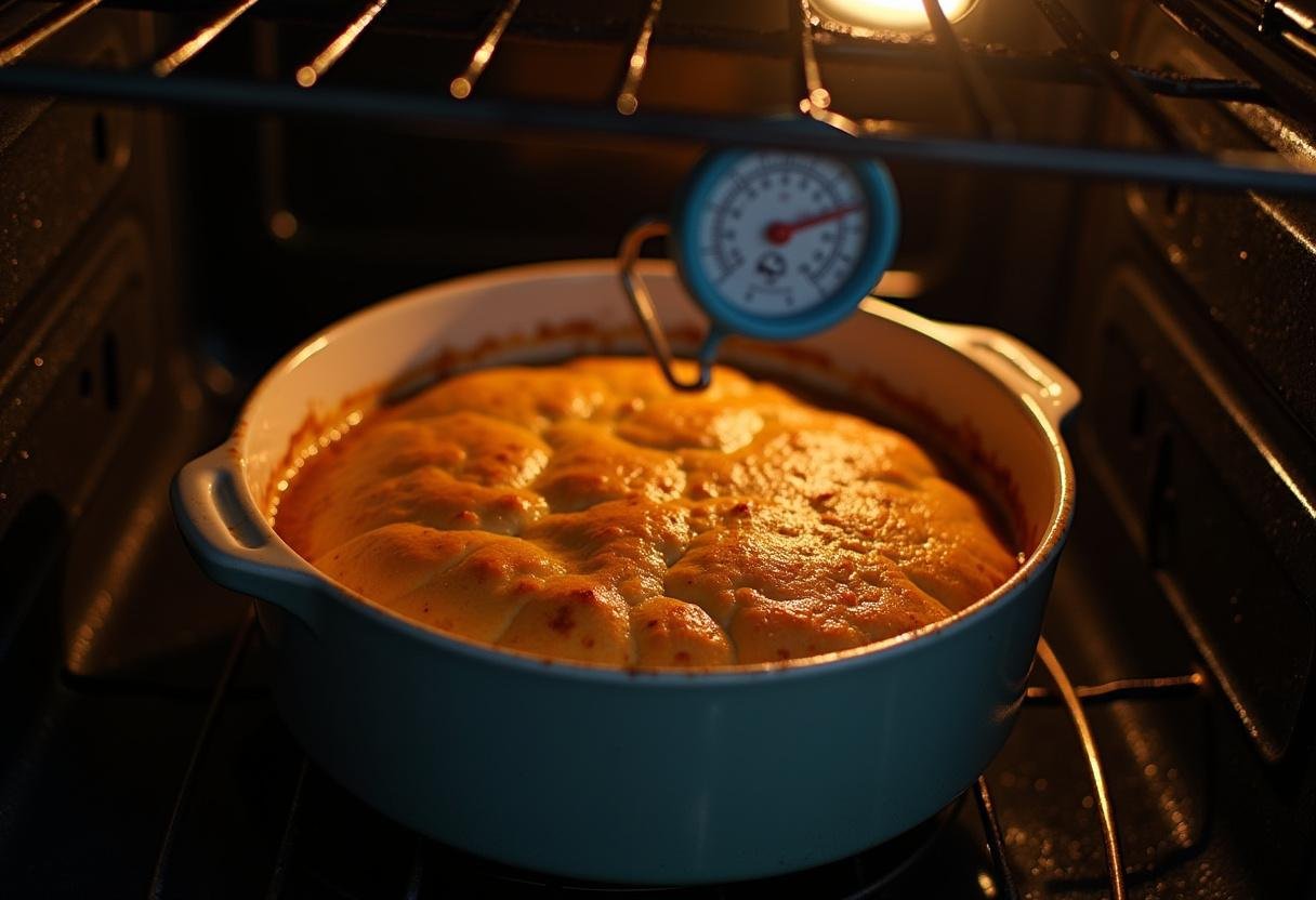 Baking the Ultimate Loaded Baked Potato Casserole in the oven for a delicious meal.