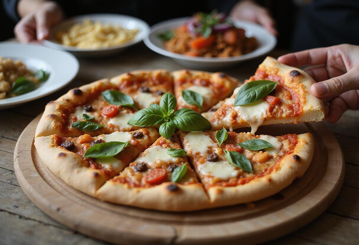 Serving A and G's Gourmet Pizza, a delicious and visually appealing pizza ready to be enjoyed.