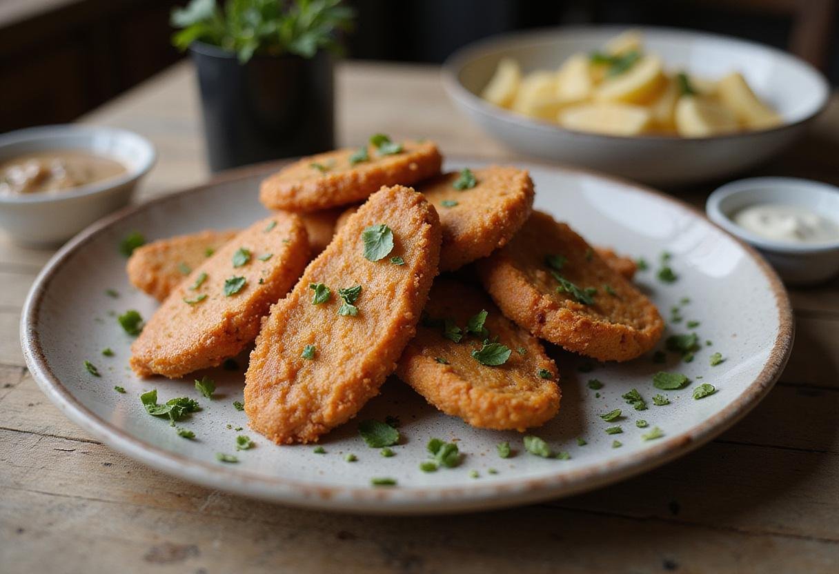 Delectable presentation of addictive crack chicken strips, showcasing crispy chicken tenders accompanied by delicious dipping sauces.