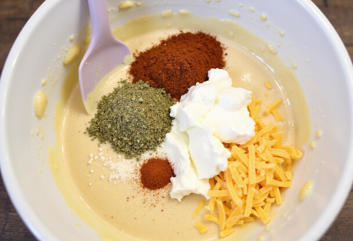 Delicious ranch seasoning and cream cheese mixture for crack chicken tenders, perfect for an addictive flavor experience in chicken strips.