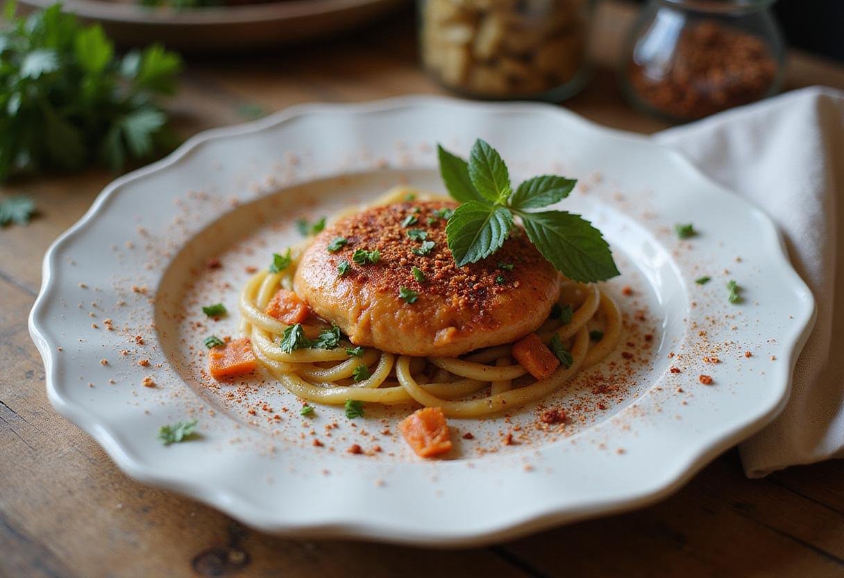 Delicious gourmet dish highlighted with an aleppo chili pepper substitute, illustrating the vibrant flavor enhancements from the pepper alternative.
