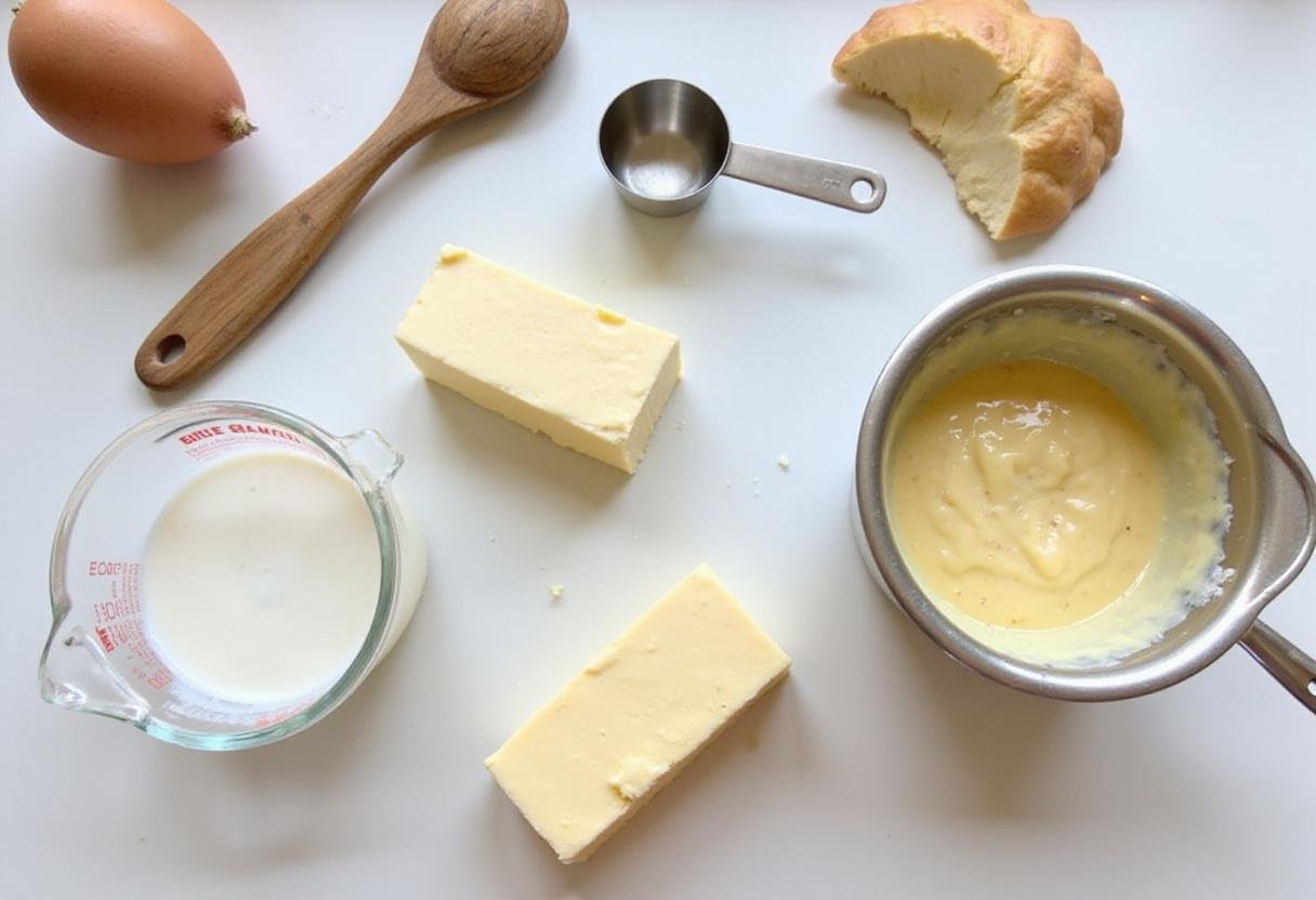 Butter Nutrition Label ingredients on a kitchen counter, showcasing cream and salt for making butter.