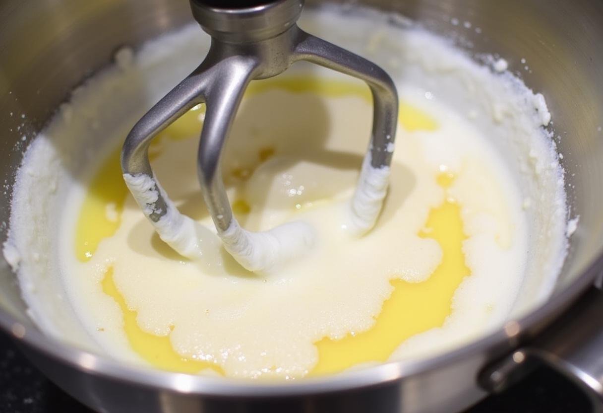 Whipping egg whites to create a voluminous meringue for an airy angel food cake recipe.