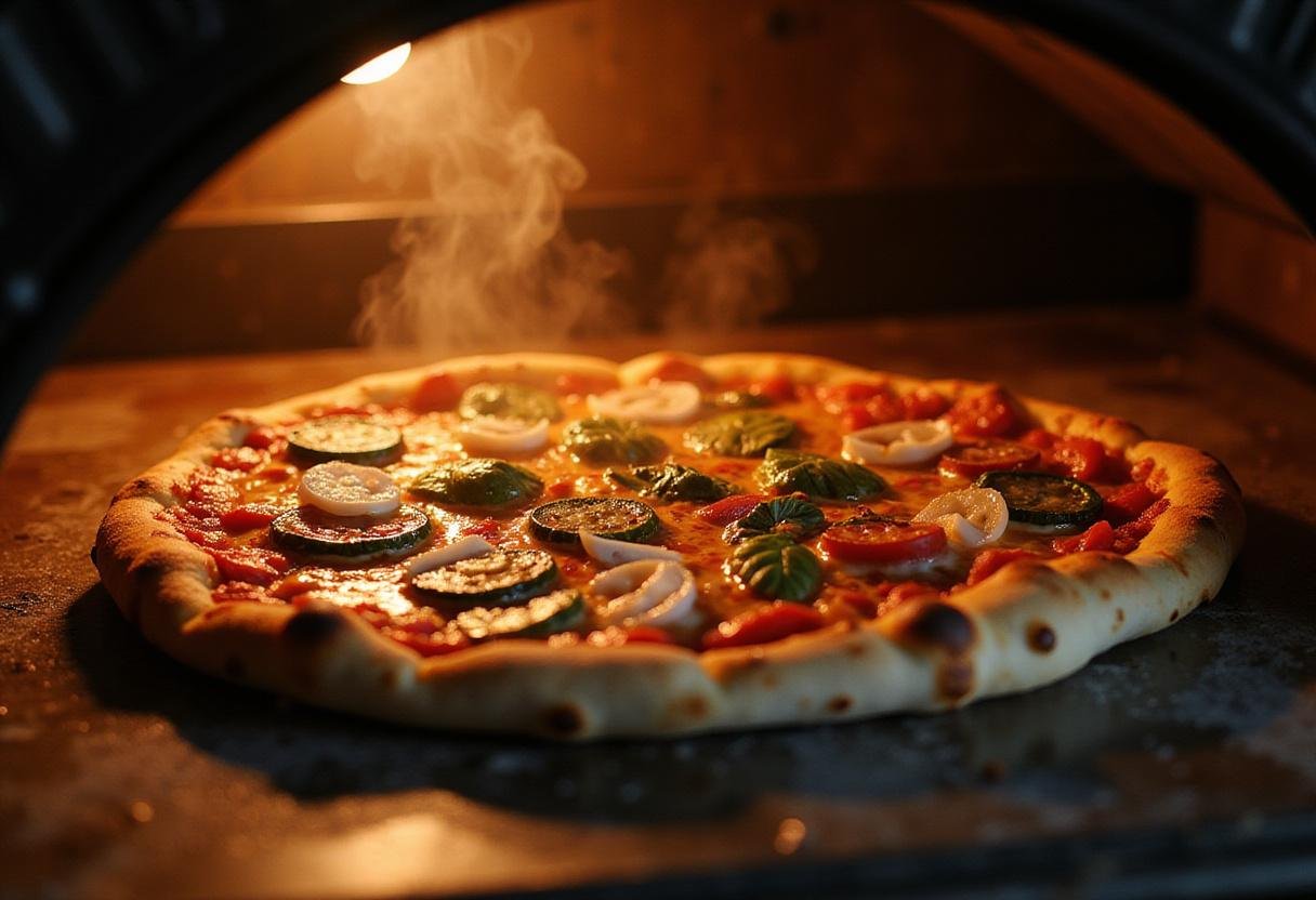 Placing a classic Enfield pizza into the oven, highlighting the traditional baking method of Enfield CT pizza.