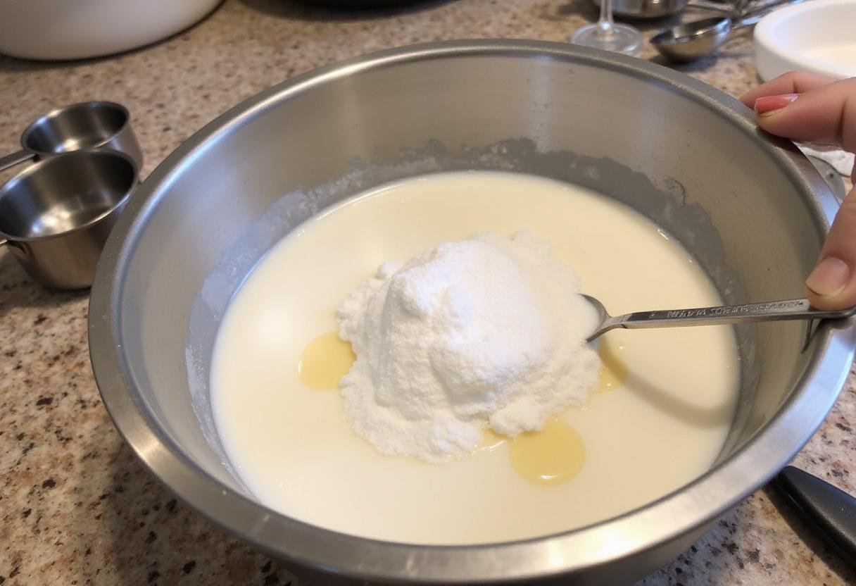 Making creamy ice cream using milk, heavy cream, and sugar for a delicious ice cream cookies strain.