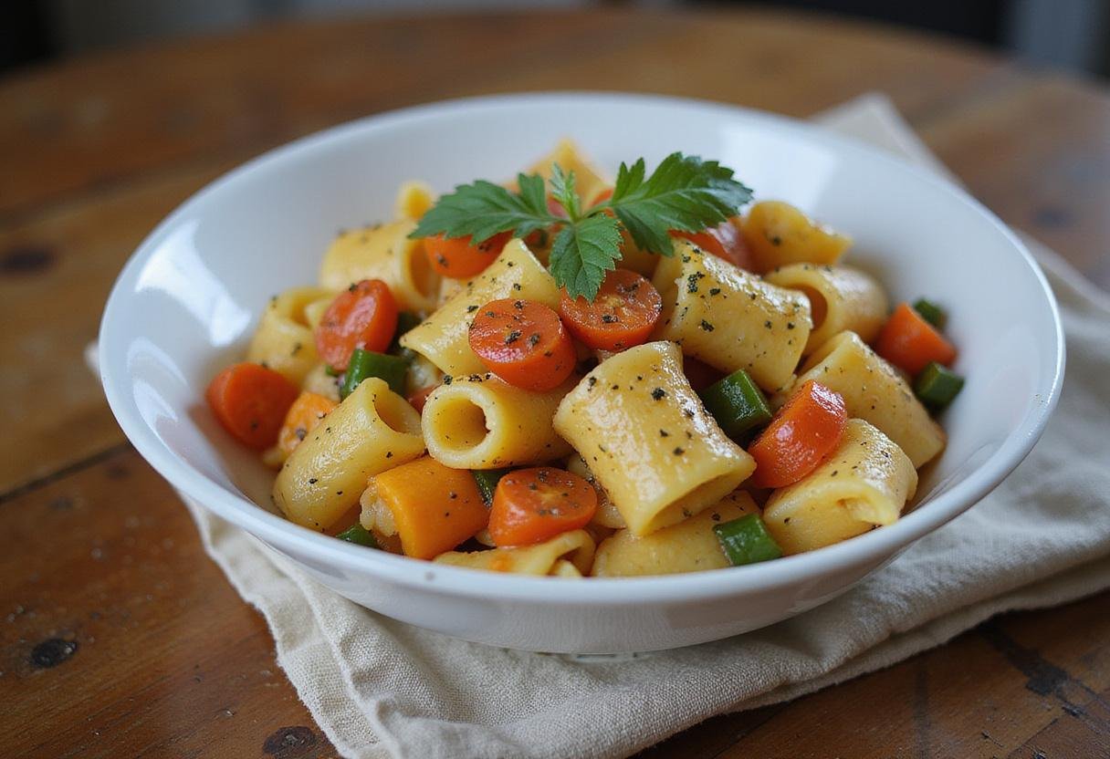Final presentation of a delicious ditalini pasta comfort bowl, showcasing the ultimate comfort food from ditalini recipes.