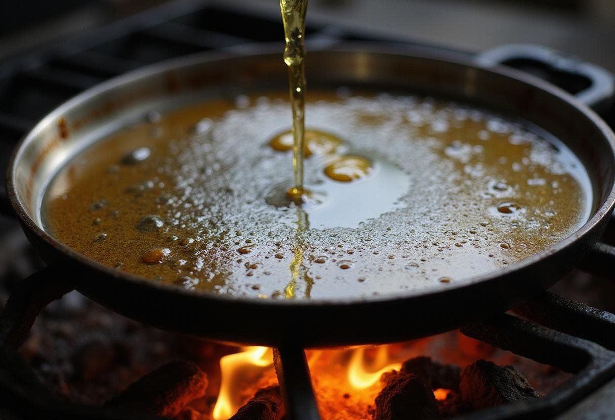 Flat top grill recipes showcasing an oil prepped grill surface ready for cooking, emphasizing flat top cooking techniques.