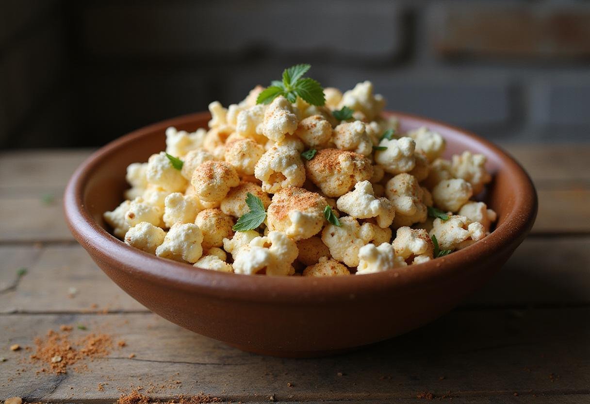 Delicious popcorn served with homemade savory seasoning mix, perfect for movie nights.
