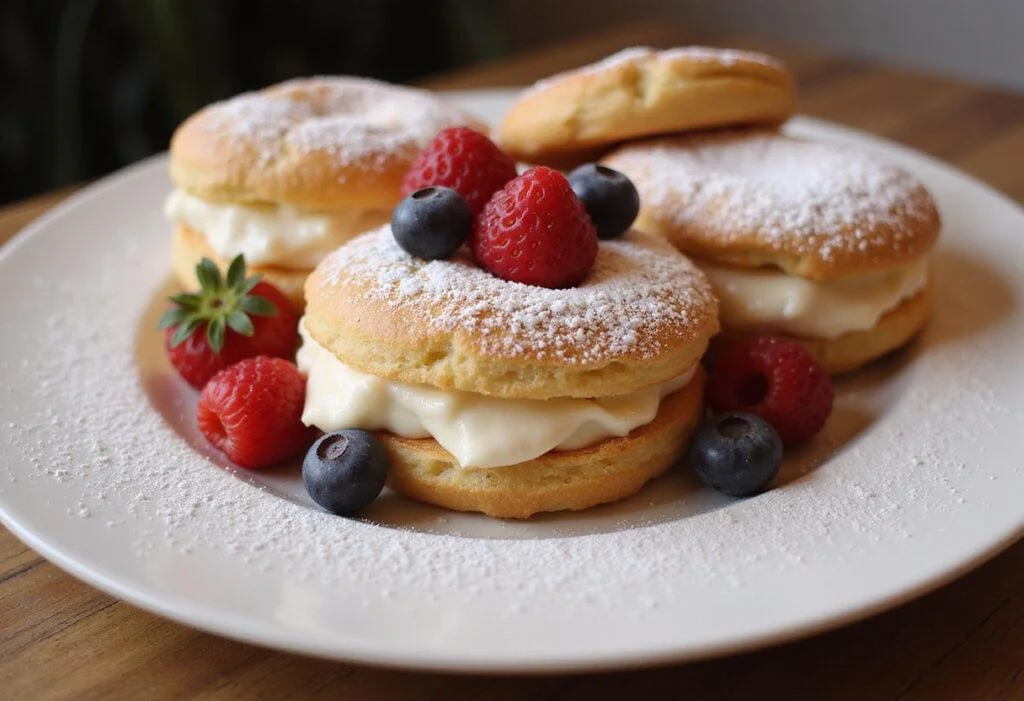 Perfectly baked cream puffs filled with cream, a visual delight from the cream puff recipe.