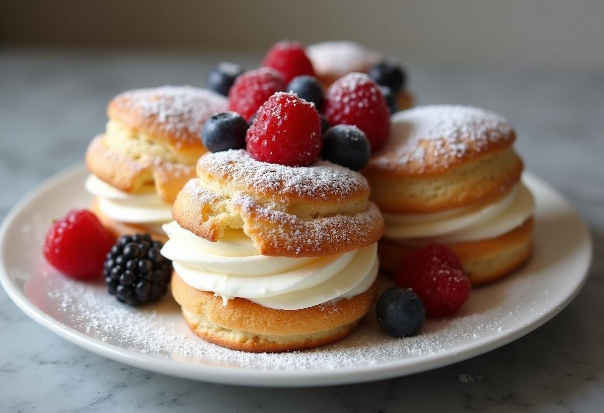 Perfectly baked cream puffs filled with cream, a visual delight from the cream puff recipe.
