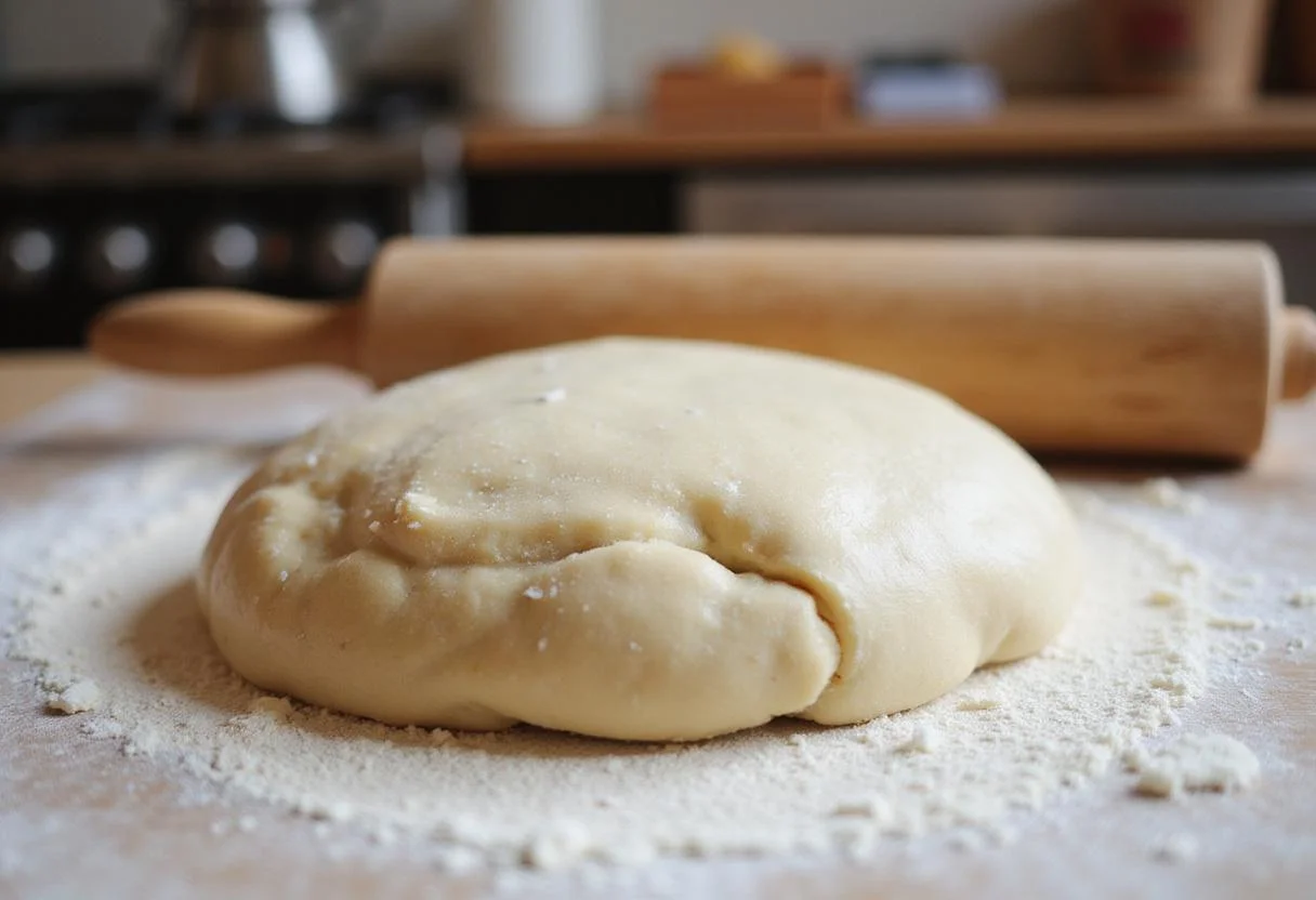 Kneaded dough ready for the light fluffy yeast cake, emphasizing the perfect texture.
