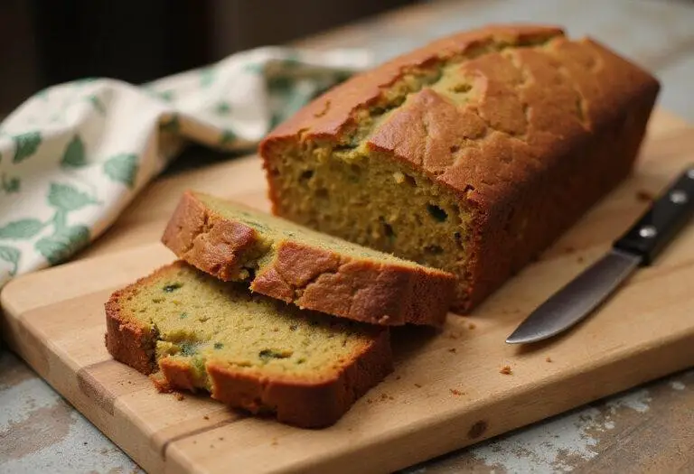 Delicious moist zucchini bread served on a wooden board, perfect for enjoying a homemade treat.