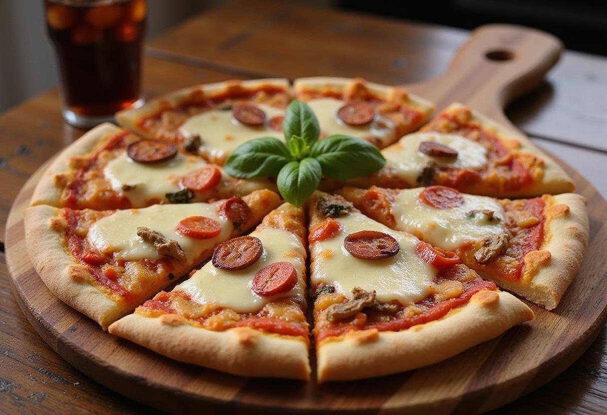 Final presentation of Mountain Mike's Supreme Pizza, highlighting the mouthwatering experience from the mike's pizza menu.