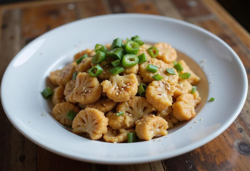 Serving a delicious quick cauliflower rice stir-fry, perfect for a healthy meal.