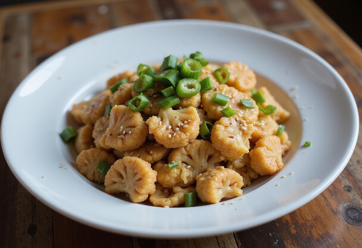 Serving a delicious quick cauliflower rice stir-fry, perfect for a healthy meal.