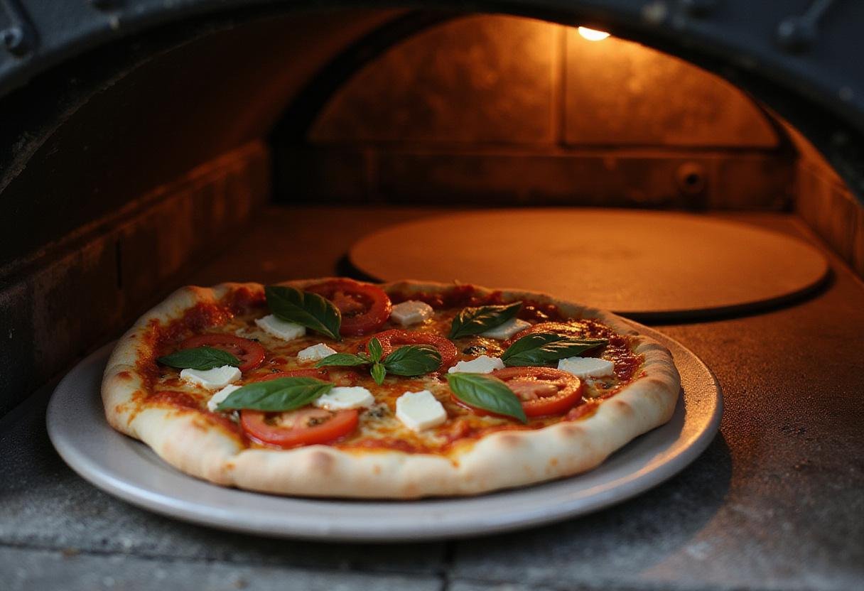 Sliding Quigs Pizza onto a preheated oven stone, ensuring the perfect cooking environment for a delicious crust.