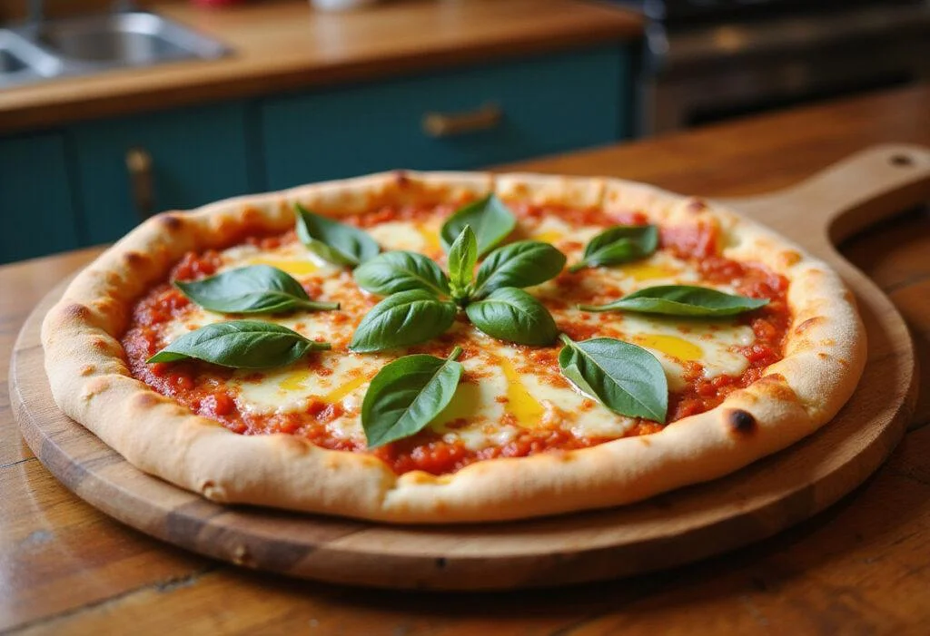 Gorgeous final display of red west pizza in Wilmington, California, highlighting the delectable toppings, melted cheese, and inviting presentation.