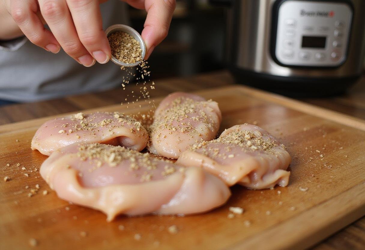 Seasoning chicken thighs for rice cooker chicken and rice, preparation stages, delicious chicken recipe.