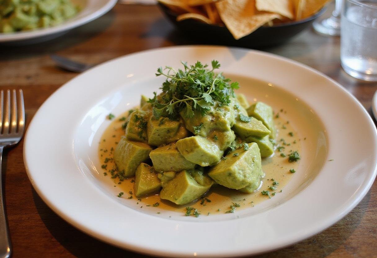 Final presentation of Ripe Fuerte Avocado Delights served on a dining table for a delectable avocado dish experience.