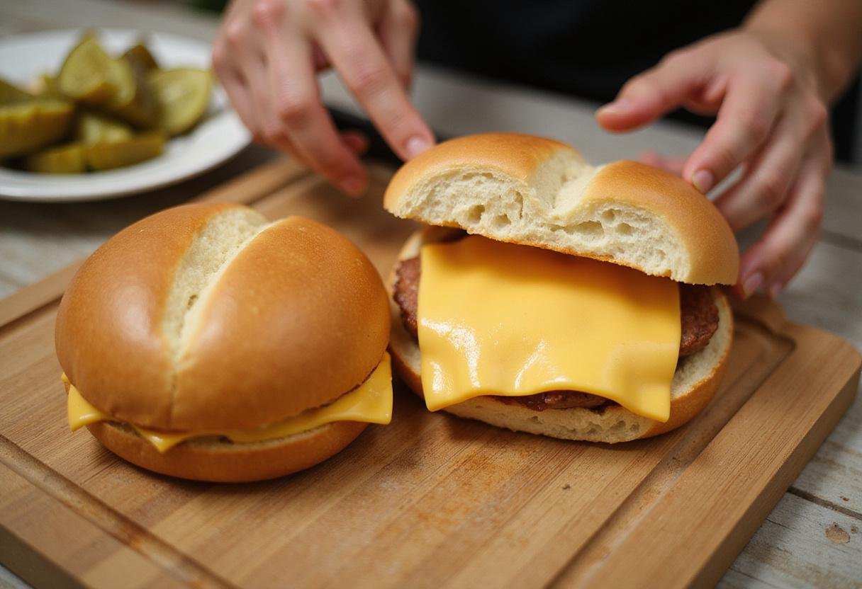 Freshly baked sandwich buns for North Shore Beef sandwiches - Slicing open the buns to make the perfect sandwich base.