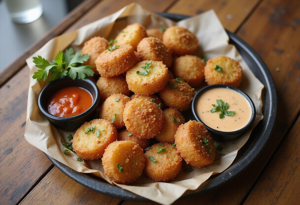 Final presentation of Savory Potato Bite Explosion with rich colors and appealing textures, showcasing this delicious snack.