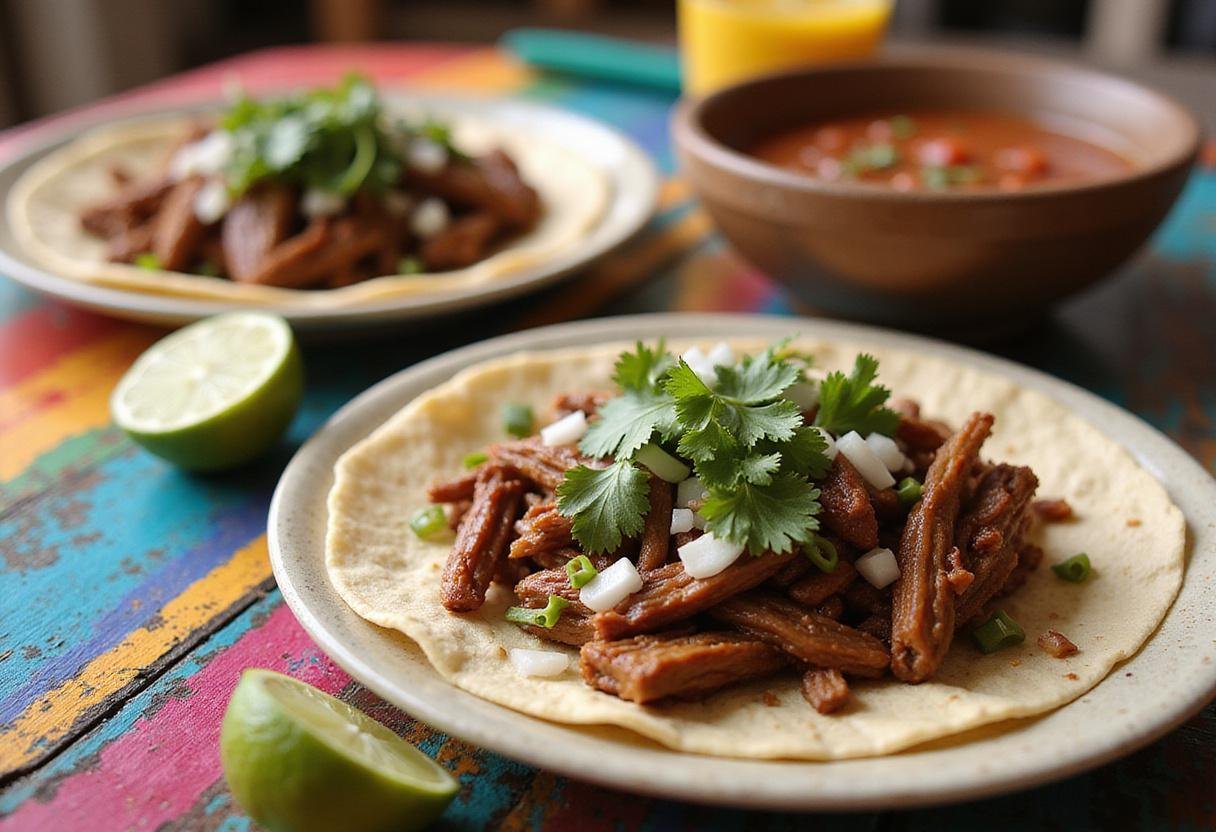 Vibrant carnitas fiesta display with tortillas and garnishes making the ultimate carnitas recipe for gatherings.